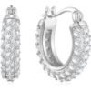 Silver Plated 20mm Pave Hoop Earrings Created with Zircondia® Crystals buy online shopping cheap sale