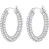 Silver Plated 30mm Pave Hoop Earrings Created with Zircondia® Crystals buy online shopping cheap sale