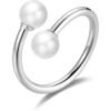 Silver Plated Adjustable Double Pearl Ring buy online shopping cheap sale