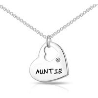 Silver Plated Auntie Heart Necklace Created with Zircondia® Crystals