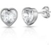 Silver Plated Bezel set Heart Earrings Created with Zircondia® Crystals buy online shopping cheap sale