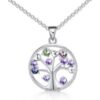 Silver Plated Chakra Tree of Life Necklace Created with Zircondia® Crystals buy online shopping cheap sale