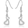 Silver Plated Double Heart Drop Earrings Created with Zircondia® Crystals buy online shopping cheap sale