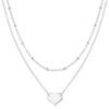 Silver Plated Double Layered Heart Necklace buy online shopping cheap sale