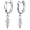 Silver Plated Feather Charm Hoop Earrings buy online shopping cheap sale