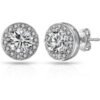 Silver Plated Halo Earrings Created with Zircondia® Crystals buy online shopping cheap sale