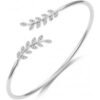 Silver Plated Leaf Bangle Created with Zircondia® Crystals buy online shopping cheap sale