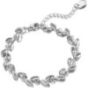 Silver Plated Leaf Bracelet Created With Crystals From Zircondia® buy online shopping cheap sale