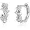 Silver Plated Leaf Hoop Earrings Created with Zircondia® Crystals buy online shopping cheap sale