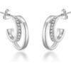 Silver Plated Open Double Hoop Earrings Created With Zircondia® Crystals buy online shopping cheap sale