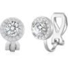 Silver Plated Round Halo Clip On Earrings Created with Zircondia® Crystals buy online shopping cheap sale