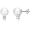 Silver Plated Round Shell Pearl Earrings Created with Zircondia® Crystals buy online shopping cheap sale