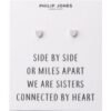 Silver Plated Sister Heart Stud Earrings with Quote Card buy online shopping cheap sale