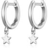 Silver Plated Star Charm Hoop Earrings buy online shopping cheap sale