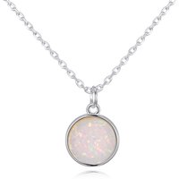Silver Plated Synthetic White Opal Necklace