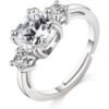 Silver Plated Three Stone Ring Created with Zircondia® Crystals buy online shopping cheap sale