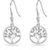 Silver Plated Tree of Life Drop Earrings Created with Crystals from Zircondia® buy online shopping cheap sale