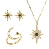 Star Birthstone Ring Gift Set | Earrings Necklace & Ring | 18K Gold Plated