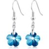 Sterling Silver Aquamarine Flower Earrings Created with Zircondia® Crystals buy online shopping cheap sale