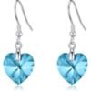 Sterling Silver Aquamarine Heart Earrings Created with Zircondia® Crystals buy online shopping cheap sale