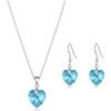 Sterling Silver Aquamarine Heart Set Created with Zircondia® Crystals buy online shopping cheap sale