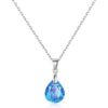 Sterling Silver Aquamarine Pear Necklace Created with Zircondia® Crystals buy online shopping cheap sale