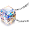 Sterling Silver Aurora Borealis Cube Necklace Created with Zircondia® Crystals buy online shopping cheap sale