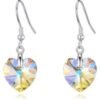 Sterling Silver Aurora Borealis Heart Earrings Created with Zircondia® Crystals buy online shopping cheap sale