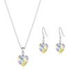 Sterling Silver Aurora Borealis Heart Set Created with Zircondia® Crystals buy online shopping cheap sale