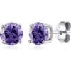Sterling Silver February (Amethyst) Birthstone Earrings Created with Zircondia® Crystals buy online shopping cheap sale