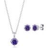 Sterling Silver February (Amethyst) Birthstone Necklace & Earrings Set Created with Zircondia® Crystals buy online shopping cheap sale