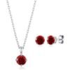 Sterling Silver January (Garnet) Birthstone Necklace & Earrings Set Created with Zircondia® Crystals buy online shopping cheap sale