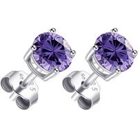 Sterling Silver Light Purple Earrings Created with Zircondia® Crystals