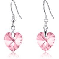 Sterling Silver Light Rose Heart Earrings Created with Zircondia® Crystals