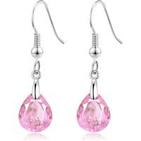 Sterling Silver Light Rose Pear Earrings Created with Zircondia® Crystals