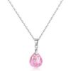 Sterling Silver Light Rose Pear Necklace Created with Zircondia® Crystals