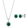 Sterling Silver May (Emerald) Birthstone Necklace & Earrings Set Created with Zircondia® Crystals buy online shopping cheap sale