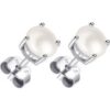 Sterling Silver Pearl Earrings Created with Gemstones from Zircondia® buy online shopping cheap sale