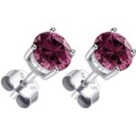 Sterling Silver Purple Earrings Created with Zircondia® Crystals