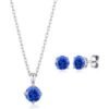 Sterling Silver September (Sapphire) Birthstone Necklace & Earrings Set Created with Zircondia® Crystals buy online shopping cheap sale