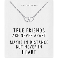 Sterling Silver True Friends Heart Link Necklace with Quote Card