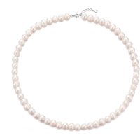 Sterling Silver White Freshwater Pearl Strand Choker Necklace