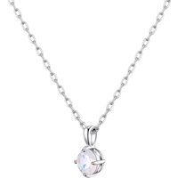 Sterling Silver White Opal Necklace Created with Zircondia® Crystals