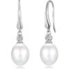 Sterling Silver White Pearl Drop Earrings Created with Zircondia® Crystals buy online shopping cheap sale