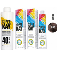 Super Kay 7.00 Blond Permanent Hair Color Cream – 12%/40 Volume Developer, Super Kay (2pks)