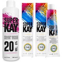 Super Kay 12.0 Extra Super Platinum Natural Blond Permanent Hair Colour Cream – Extra Super Platinum Natural Blonde, 2 Hair Colours, 6%/20 Volume Developer