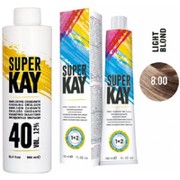 Super Kay 8.00 Light Blond Permanent Hair Color Cream – 12%/40 Volume Developer, Super Kay (1pk)