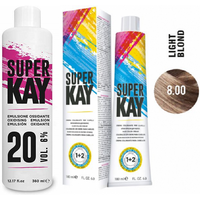 Super Kay 8.00 Light Blond Permanent Hair Color Cream – 6%/20 Volume Developer, Super Kay (1pk)