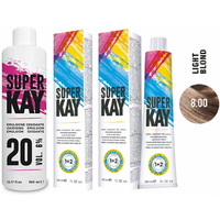 Super Kay 8.00 Light Blond Permanent Hair Color Cream – 6%/20 Volume Developer, Super Kay (2pks)
