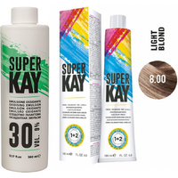 Super Kay 8.00 Light Blond Permanent Hair Color Cream – 9%/30 Volume Developer, Super Kay (1pk)